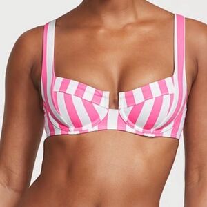 Victoria's Secret Pink and White Striped Bikini top bra only 32DD